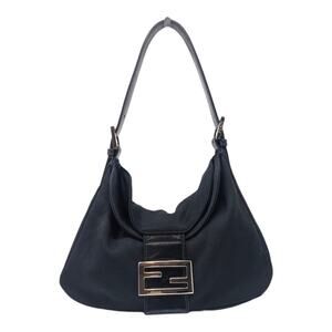 Vintage Fendi Mama baguette double flap neoprene FF logo shoulder bag black